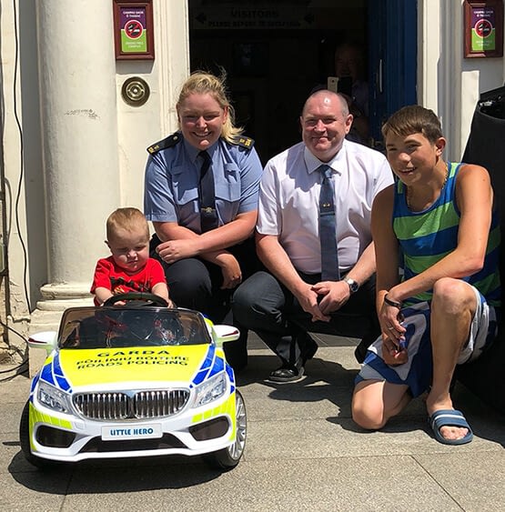 Our winner Martin enjoying his new Roads Policing electric Rid-On Car